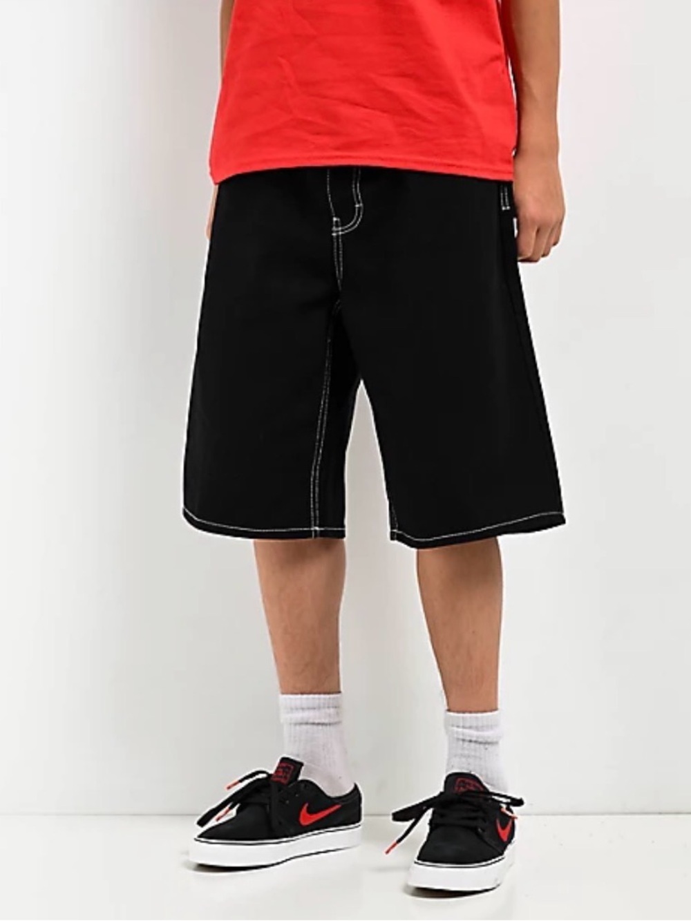 Empyre Kids Ultra Loose Embroidered Black Skate Shorts-Size 30